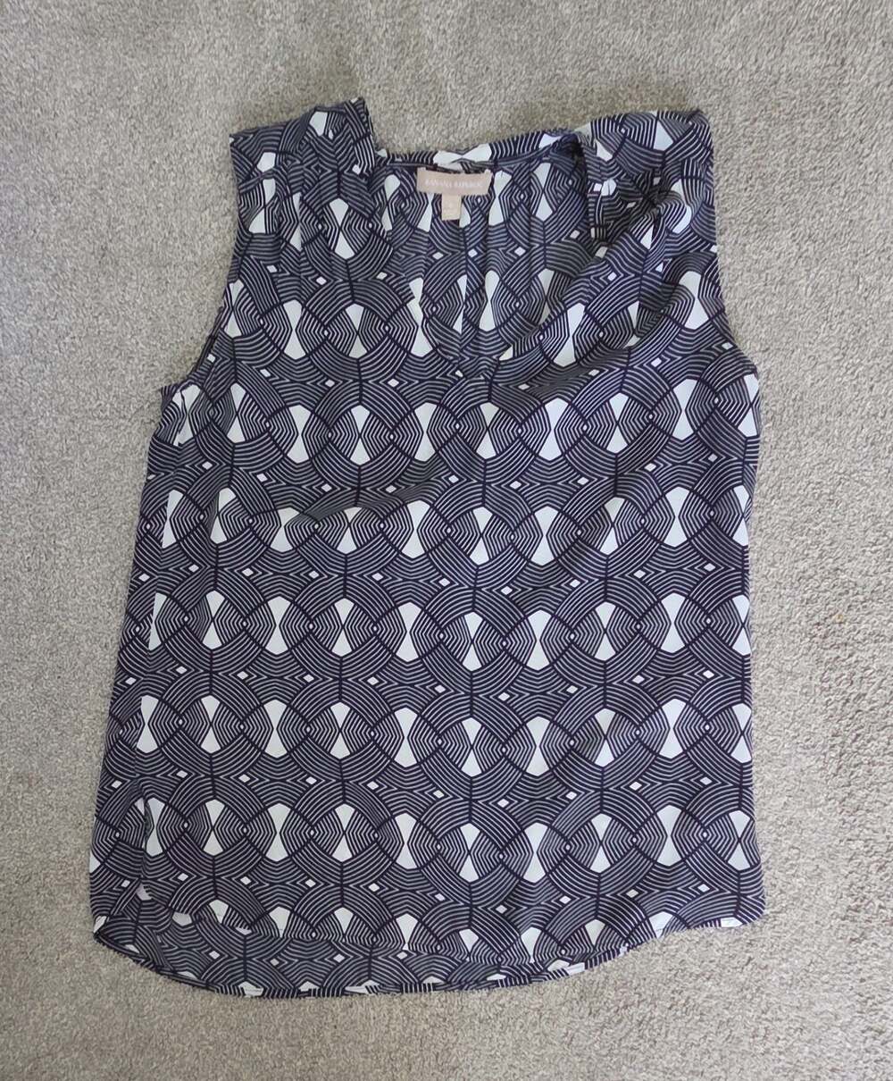 Banana Republic Navy and White Checkered Sleeveless Top